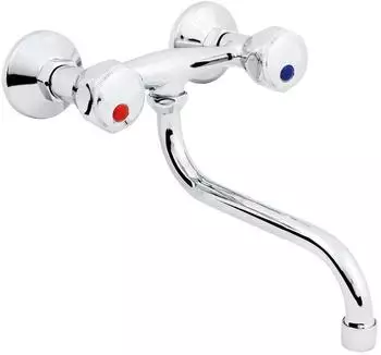 Hydroland Retro Zweigriff-Wandarmatur, Messing verchromt (B104)