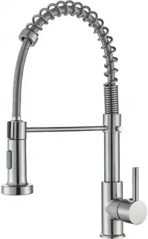 LuxusKollektion K&uuml;chenarmatur mit ausziehbarer Brause, 360&deg; schwenkbar, geb&uuml;rstetes Nickel
