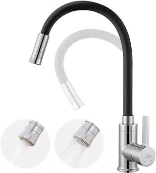 LuxusKollektion K&uuml;chenarmatur schwarz, 2 Strahlarten, 360&deg; drehbar