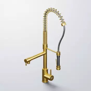 Steinberg Serie 100 K&uuml;chenarmatur mit Handbrause, schwenkbar, brushed gold (1001480BG)