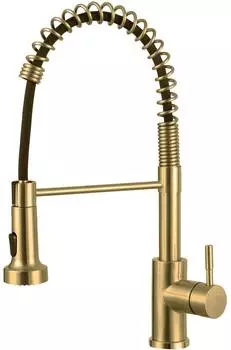LuxusKollektion K&uuml;chenarmatur ausziehbar, 2 Modi, 360&deg; drehbar, Edelstahl 304, geb&uuml;rstetes Gold