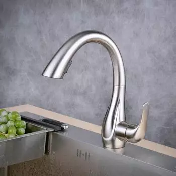 LuxusKollektion K&uuml;chenarmatur ausziehbare Dual-Brause 360&deg; drehbar, geb&uuml;rstetes Nickel