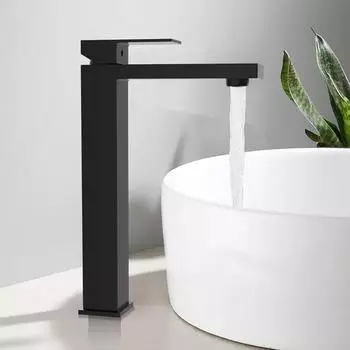 LuxusKollektion Waschtischarmatur Einhebelmischer, hoch, schwarz matt, 29,5cm (Edelstahl)