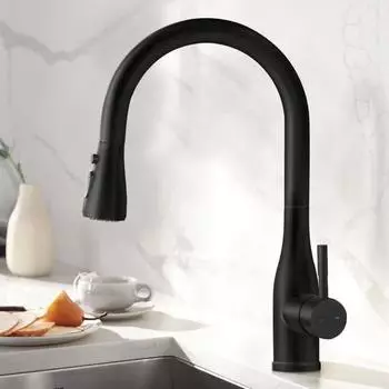 LuxusKollektion K&uuml;chenarmatur ausziehbar, schwarz, 3 Strahlarten, 360&deg; drehbar