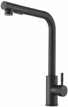LuxusKollektion Küchenarmatur mit Ausziehbrause, 360° schwenkbar, 2 Strahlarten, schwarz matt, Edelstahl