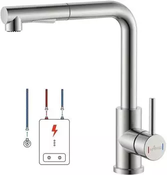 LuxusKollektion K&uuml;chenarmatur Niederdruck ausziehbar, 3 Anschl&uuml;sse, 2 Strahlarten (264bn)
