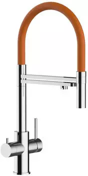 Vizio 5-Wege-K&uuml;chenarmatur Edelstahl 360&deg; schwenkbar orange (VZFX518106)