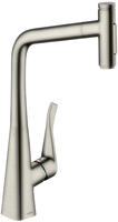 hansgrohe Metris Select K&uuml;chenarmatur 73816800 Edelstahl-optik, mit Ausziehbrause,