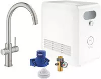 Grohe Blue Professional Starterkit Sp&uuml;ltischarmatur mit C-Auslauf - Supersteel -