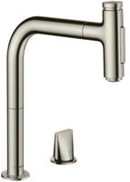 hansgrohe Metris Select 2-Loch-K&uuml;chenmischer 73818800 edelstahl-optik, 2jet,