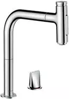 hansgrohe Metris Select 2-Loch-K&uuml;chenmischer 73818000 chrom, 2jet, Ausziehbrause