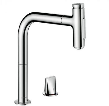 Hansgrohe Metris Select M71 Küchenarmatur 200 mit ausziehbarer Dual-Spülbrause chrom (73819000)