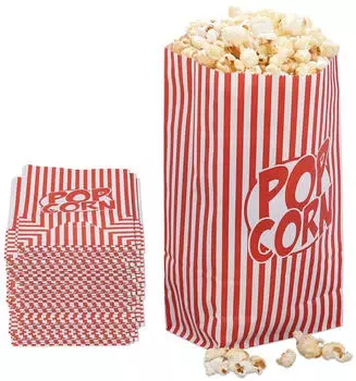 Relaxdays Snackschale Retro Popcornt&uuml;ten 100er Set rot/ wei&szlig;