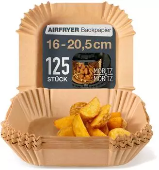Moritz & Moritz Airfryer-Backpapier Eckig 16x16 cm 125Stk