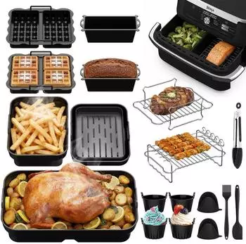 LuxusKollektion Airfryer Zubehör 18-tlg. für Ninja Foodi Flexdrawer 10,4L, BPA-frei (AF500EU)