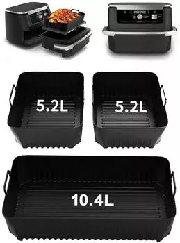 LuxusKollektion Heißluftfritteuse Silikonform für Ninja Foodi Flexdrawer 10,4L & 5,2L, 3er-Set (AF500EU)