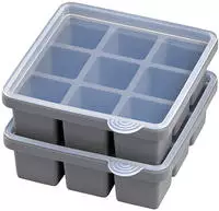 APS Eisw&uuml;rfeldose mit Deckel, transparent / grau, 2er Set aus Silikon,