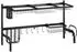 HomCom Abtropfgestell Geschirr, 2-stufiges Abtropfgitter Gestell, 51-93 cm Abtropfständer mit Haken, Abtropfschale für Küchen Spüle, Stahl, Schwarz