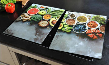Kesper 2 er Set XL Herdabdeckung Glas 50 x 38,5 Herdabdeckplatte Healthy Kitchen