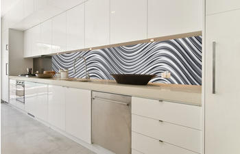 DIMEX Küchenrückwand Folie selbstklebend 350x 60 cm SILBERNES WOGEN KI-350-103