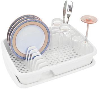 Novaliv Geschirrabtropfgestell mit Abtropfschale WEISS 40 x 30 cm &ndash; Abtropfgestell f&uuml;r Waschbecken &ndash; Abtropfst&auml;nder platzsparend f&uuml;r Abwasch Camping Geschirr & Besteck Dish Drainer Dish Rack