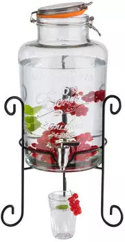 APS Getränkespender Old Fashioned 10409 7 Liter, Glas, mit Ständer und Zapfhahn