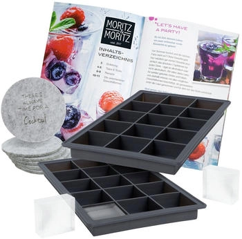 Moritz & Moritz 2x Eiswürfelform Eckig je 15 Stück - Eiswürfelform Silikon für 30 Eiswürfel in Würfelform Moritz & Moritz 2x Eiswürfelform Eckig je 15 Stück - Eiswürfelform Silikon für 30 Eiswürfel in Würfelform