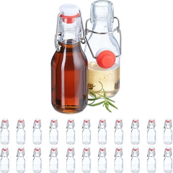 Relaxdays 24x B&uuml;gelflasche, Einmachgl&auml;ser, Transparent