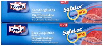 Toppits Safeloc Zipper-Gefrierbeutel 3 Liter 15, Lebensmittelverpackung