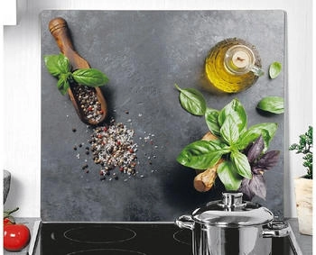 Kesper Multi-Glasschneide/Abdeckplatte Basil 56x50x1,4cm, grau/grün/braun
