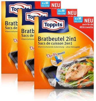 Melitta 3x Bratbeutel 2in1 Inhalt 8 stk. - Größe M - max. 2,5 kg