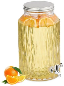 Relaxdays Getränkespender Limobehälter 5 Liter Glas