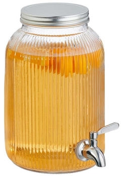 Relaxdays Getränkespender Zapfglas Saftbehälter 4 Liter Glas