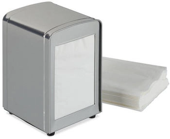 Relaxdays Serviettenspender Retro, Metall, kleine Serviettenhalter für Eisdiele, Café, Bistro, HBT: 15x9,5x11, silber