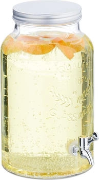 Relaxdays Saftbehälter Limobehälter Saftspender 5 Liter Glas