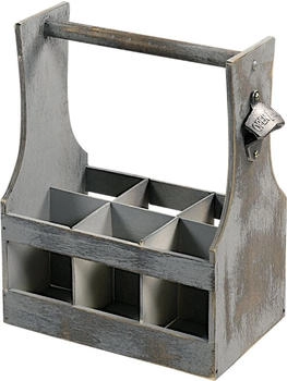 Kesper Flaschenträger mit Flaschenöffner und praktischem Tragegriff - grau rustikal - 25 x 16,8 x 32 cm, 6626513