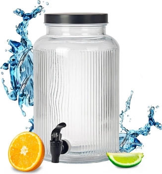 Spetebo Getr&auml;nke Spender mit Zapfhahn - 5 Liter - Glas Wasserspender mit Schraubverschluss - Wasser Saft Limonade Getr&auml;nke Spender Dispenser