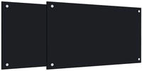 vidaXL K&uuml;chenr&uuml;ckw&auml;nde 2 Stk. Schwarz 70x60 cm Hartglas