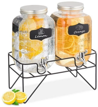 Relaxdays Getränkespender 4L Saftspender 2er Set
