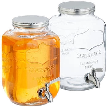 Relaxdays Getr&auml;nkespender Zapfglas Saftbeh&auml;lter 4 Liter 2er Set