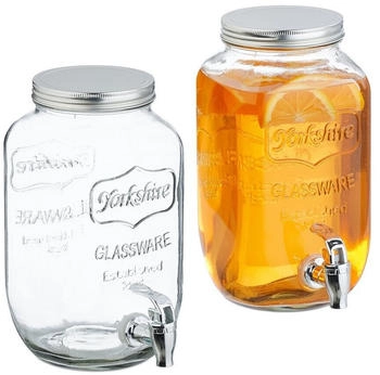 Relaxdays Getränkespender Saftbehälter Zapfglas 3,5L 2er Set