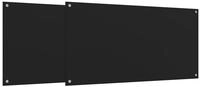 vidaXL K&uuml;chenr&uuml;ckw&auml;nde 2 Stk. Schwarz 80x60 cm Hartglas