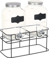 vidaXL Getr&auml;nkespender 2 Stk. mit St&auml;nder 2 x 4 L Glas