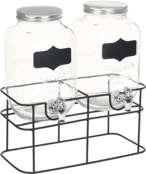 vidaXL 2X Getränkespender mit Ständer 2x4L Glas