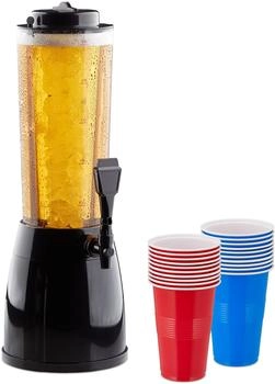 Relaxdays Biersäule Bierzapfsäule Getränkespender Trinksäule 20 Becher 2,5 l Biertower