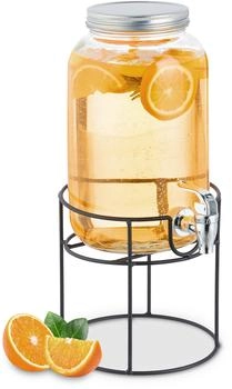 Relaxdays Getränkespender mit Ständ, 3,3 Liter, 3.3 l | 17 cm x 36 cm x 21 cm