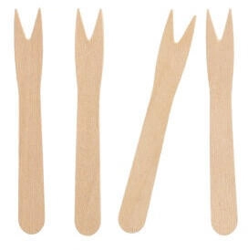 Papstar 1000 Pommes-Frites-Gabeln, Holz pure 8,5 cm