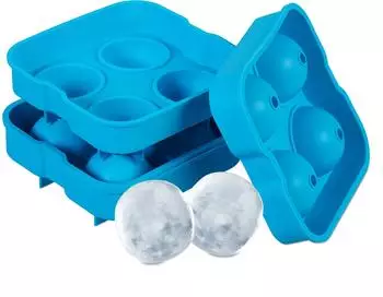 Relaxdays Eiswürfelform Eisgießbehälter Kugel Eiswürfel Gefäß Eiswürfelformer rund 2er Set