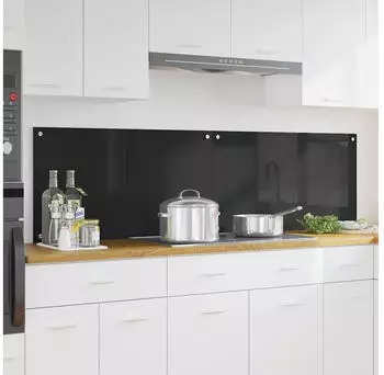 vidaXL K&uuml;chenr&uuml;ckwand 2 pcs Schwarz 90 x 50 cm Geh&auml;rtetes Glas