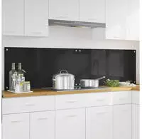 vidaXL K&uuml;chenr&uuml;ckwand 2 pcs Schwarz 100 x 50 cm Geh&auml;rtetes Glas